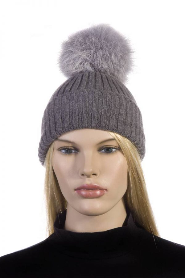 Berretta cashmere grigia volpe grigia